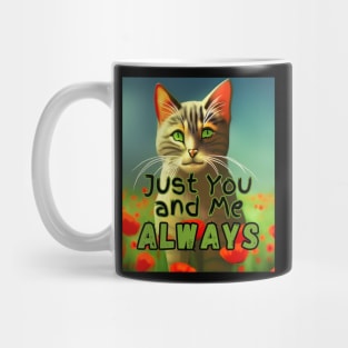 cat in the middle of a poppy field Mug